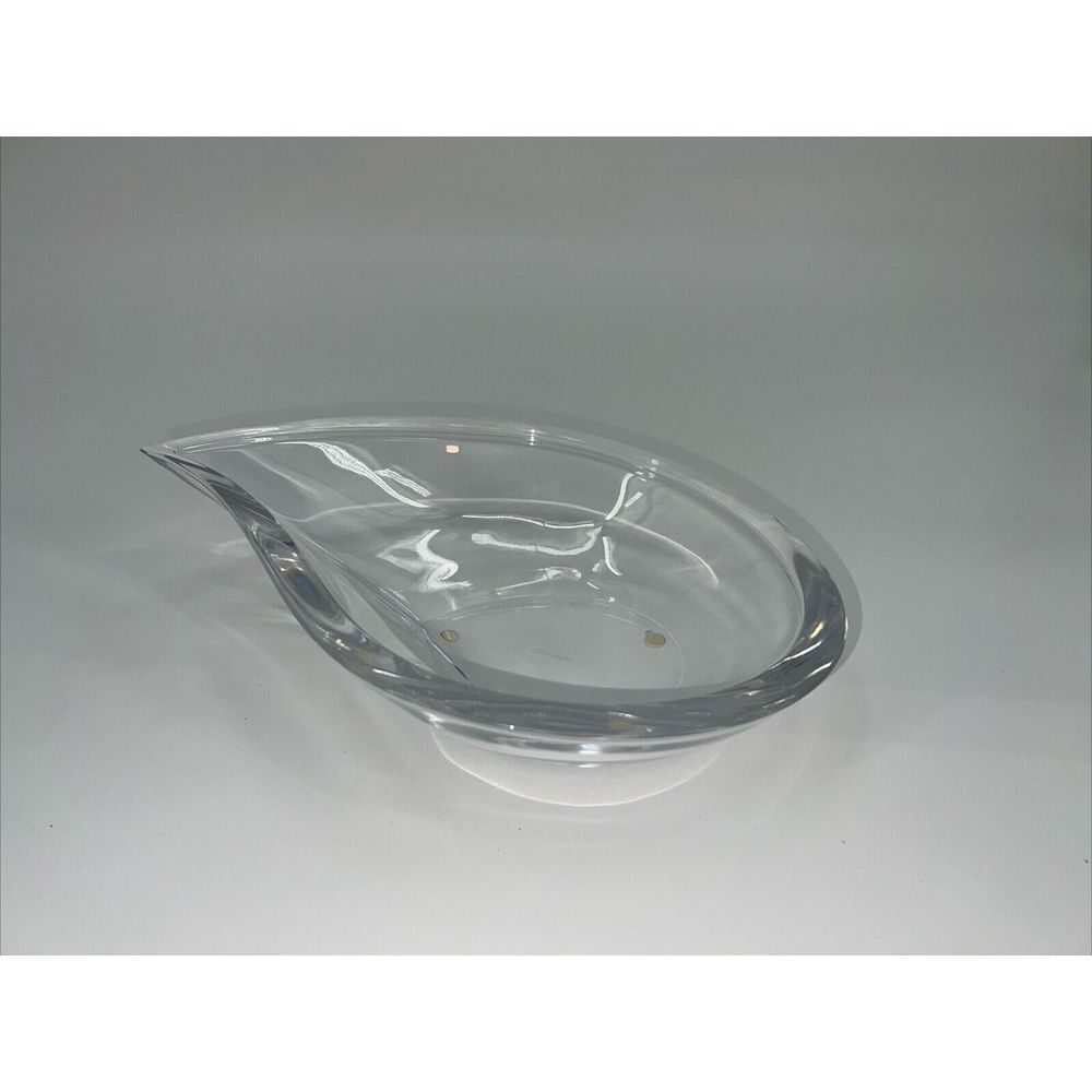 Orrefors Skai Crystal Drop Bowl by Martti Rytkonen 3"x10" Discontinued 2016